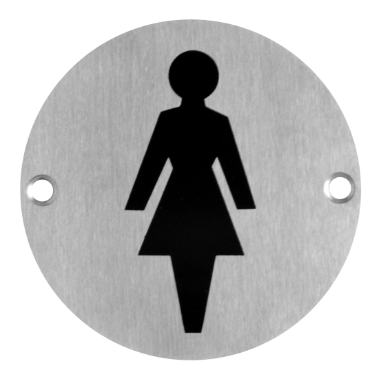 ASEC Stainless Steel Metal Toilet Door Sign 76mm SSS `Female` - Click Image to Close