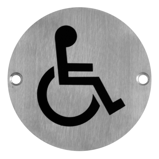 ASEC Stainless Steel Metal Toilet Door Sign 76mm SSS `Disabled` - Click Image to Close