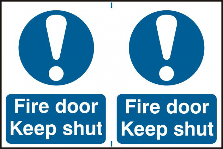 ASEC `Fire Door Keep Shut` 200mm x 300mm PVC Self Adhesive Sign 2 Per Sheet - Click Image to Close
