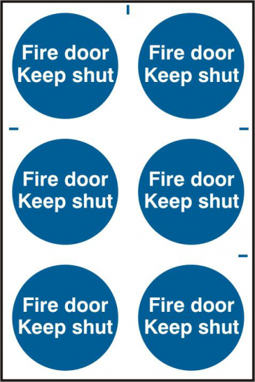 ASEC `Fire Door Keep Shut` 200mm x 300mm PVC Self Adhesive Sign 6 Per Sheet - Click Image to Close