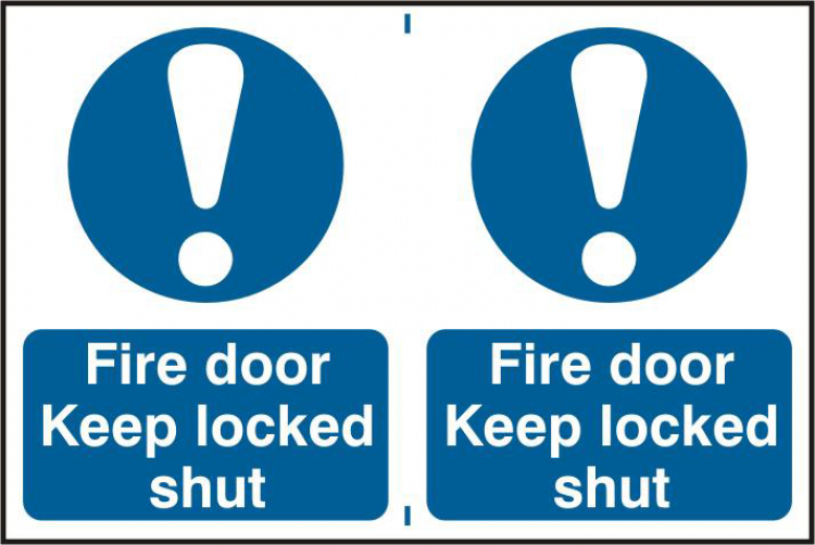 ASEC `Fire Door Keep Locked Shut` 200mm x 300mm PVC Self Adhesive Sign 2 Per Sheet - Click Image to Close