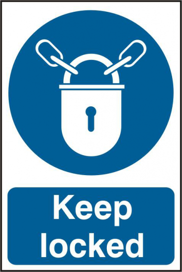 ASEC `Keep Locked` 200mm x 300mm PVC Self Adhesive Sign 1 Per Sheet - Click Image to Close