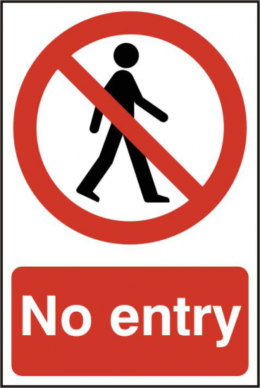 ASEC `No Entry` 200mm x 300mm PVC Self Adhesive Sign 1 Per Sheet - Click Image to Close