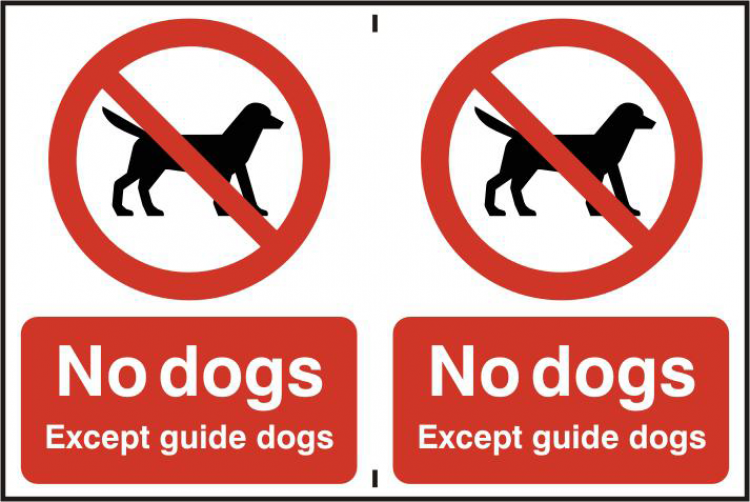 ASEC `No Dogs` 200mm x 300mm PVC Self Adhesive Sign 2 Per Sheet - Click Image to Close