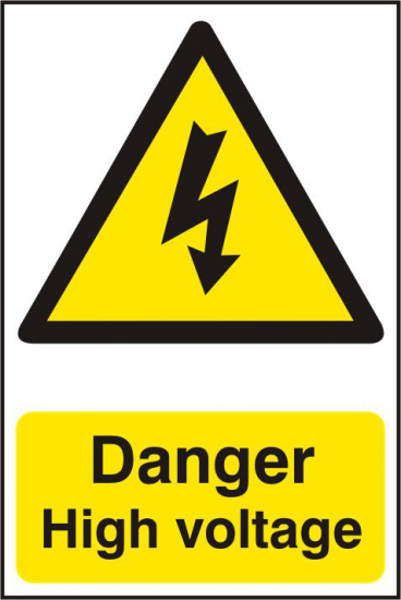 ASEC `Danger High Voltage` 200mm x 300mm PVC Self Adhesive Sign 1 Per Sheet - Click Image to Close