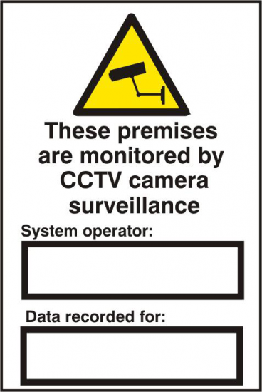 ASEC `These Premises Are Monitored By CCTV Surveillance` 200mm x 300mm PVC Self Adhesive Sign 1 Per Sheet - Click Image to Close