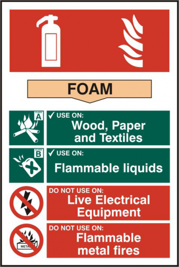 ASEC Fire Extinguisher 200mm x 300mm PVC Self Adhesive Sign Foam - Click Image to Close