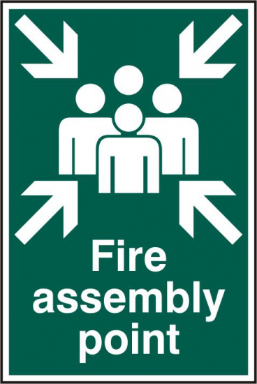 ASEC `Fire Assembly Point 200mm x 300mm PVC Self Adhesive Sign 1 Per Sheet - Click Image to Close