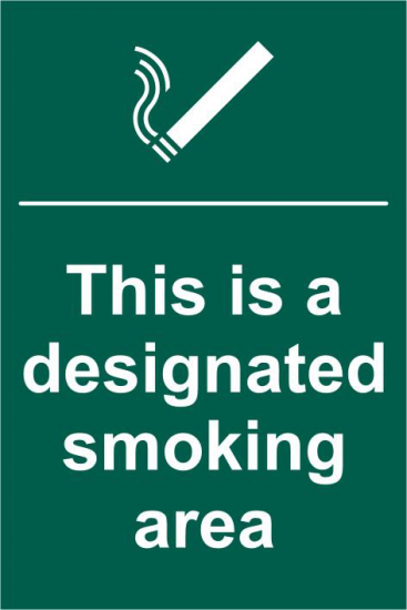 ASEC `This Is A Designated Smoking Area` 200mm x 300mm PVC Self Adhesive Sign 1 Per Sheet - Click Image to Close