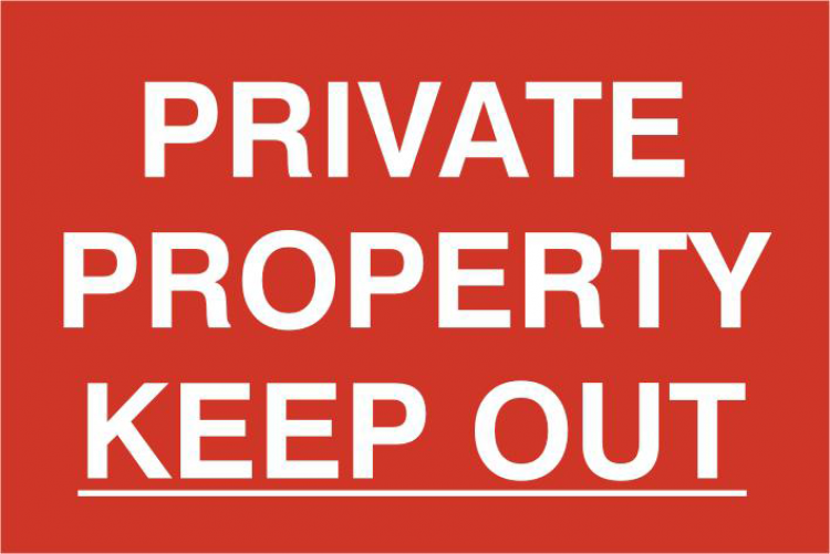 ASEC `Private Property Keep Out` 200mm x 300mm PVC Self Adhesive Sign 1 Per Sheet - Click Image to Close