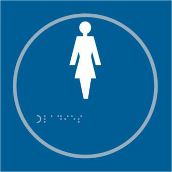 ASEC `Ladies` 150mm x 150mm Taktyle (Braille) Self Adhesive Sign 1 Per Sheet - Click Image to Close