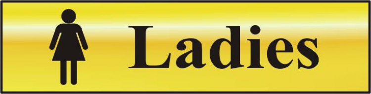 ASEC `Ladies` 200mm x 50mm Gold Self Adhesive Sign 1 Per Sheet - Click Image to Close