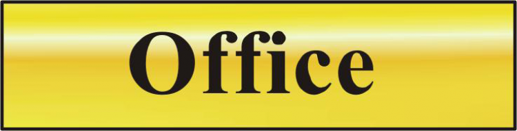 ASEC `Office` 200mm x 50mm Gold Self Adhesive Sign 1 Per Sheet - Click Image to Close