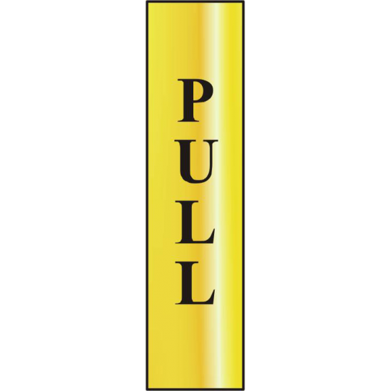 ASEC `Pull` 200mm x 50mm Gold Self Adhesive Sign 1 Per Sheet - Click Image to Close