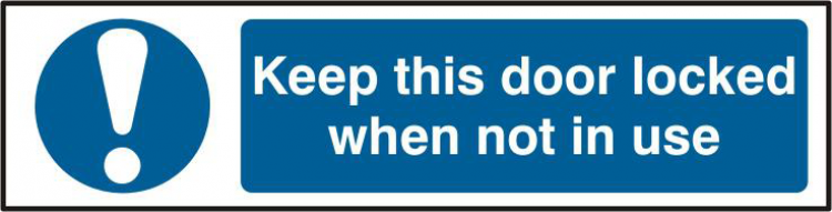 ASEC `Keep This Door Locked When Not In Use` 200mm x 50mm Self Adhesive Sign 1 Per Sheet - Click Image to Close