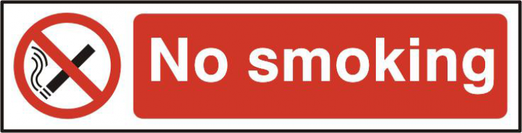 ASEC `No Smoking` 200mm x 50mm PVC Self Adhesive Sign 1 Per Sheet - Click Image to Close