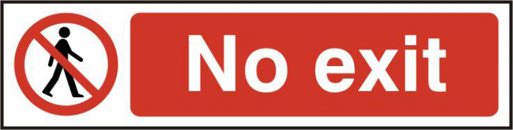 ASEC `No Exit` 200mm x 50mm PVC Self Adhesive Sign 1 Per Sheet - Click Image to Close
