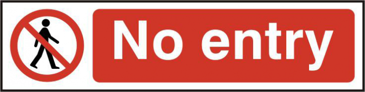 ASEC `No Entry` 200mm x 50mm PVC Self Adhesive Sign 1 Per Sheet - Click Image to Close