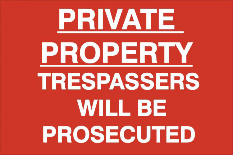 ASEC `Private Property Trespassers Will Be Prosecuted` 400mm x 600mm PVC Self Adhesive Sign 1 Per Sheet - Click Image to Close
