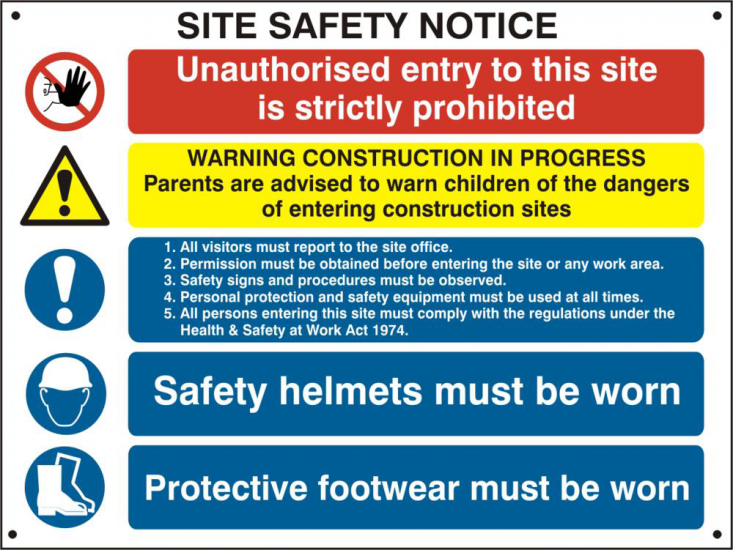 ASEC Composite Site Safety Poster 800mm x 600mm PVC Sign Single Poster - Click Image to Close
