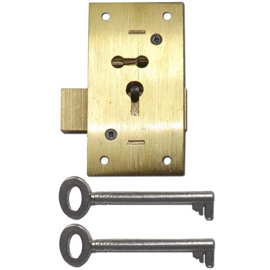ASEC 51 2 & 4 Lever Straight Cupboard Lock 4 Lever 75mm SB KA Visi - Click Image to Close