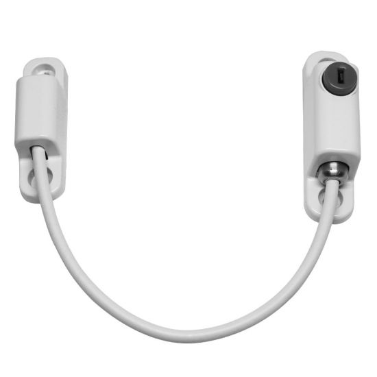 CHAMELEON 150mm Locking Window Cable Restrictor White - Click Image to Close