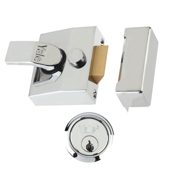 YALE 85 & 89 Deadlocking Nightlatch 40mm Chrome CH Cyl Boxed - Click Image to Close