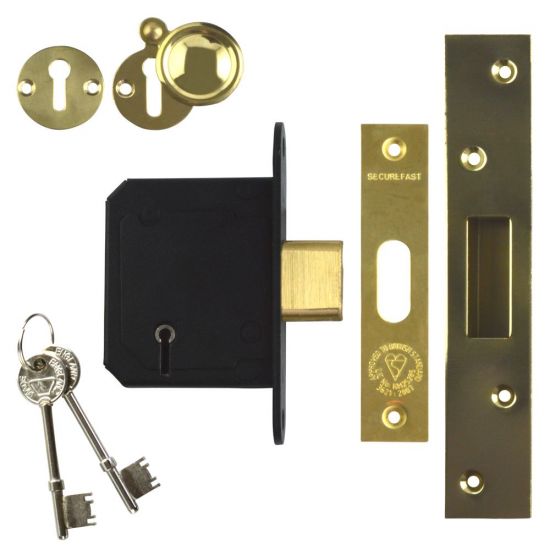 SECUREFAST SKD BS 5 Lever Deadlock 64mm PB KD Boxed - Click Image to Close