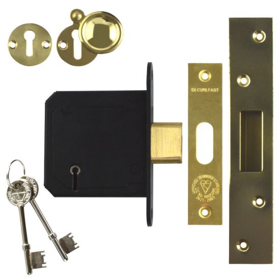 SECUREFAST SKD BS 5 Lever Deadlock 76mm PB KD Boxed - Click Image to Close