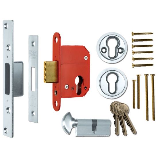 ERA 233 Fortress BS Euro Keyless Egress Key & Turn Deadlock With Cylinder 64mm SC KD Boxed - Click Image to Close