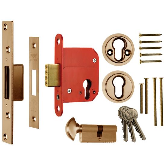 ERA 333 Fortress BS Euro Key & Turn Deadlock With Cylinder 76mm PB Boxed - Click Image to Close