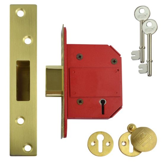 UNION J2100S StrongBOLT BS 5 Lever Deadlock 64mm PB KD Boxed - Click Image to Close