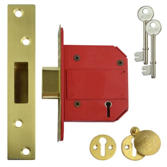 UNION J2100S StrongBOLT BS 5 Lever Deadlock 75mm PB KD Boxed - Click Image to Close