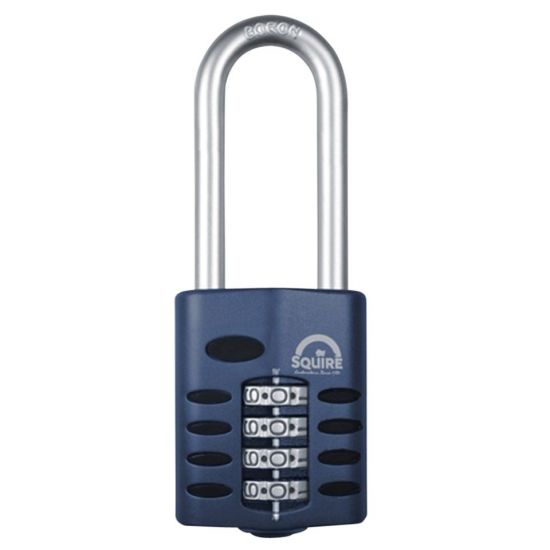 SQUIRE CP50 Series 50mm Steel Shackle Combination Padlock CP50/2.5 64mm Long Shackle Visi - Click Image to Close