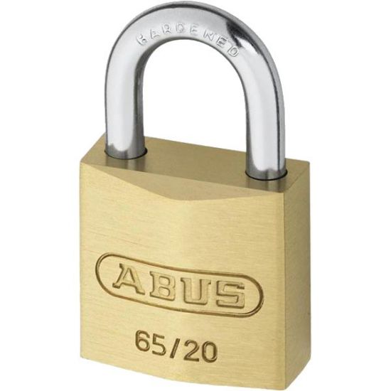 ABUS 65 Series Brass Open Shackle Padlock 20mm Twin Pack 65/20 Visi - Click Image to Close
