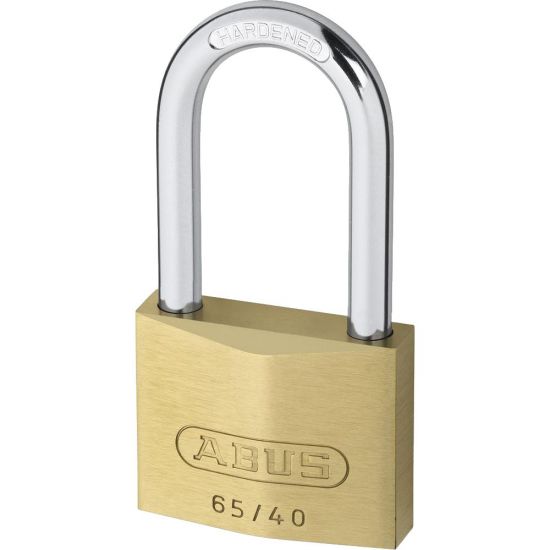 ABUS 65 Series Brass Long Shackle Padlock 40mm KD 40mm Shackle 65/40HB40 Visi - Click Image to Close