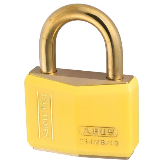 ABUS T84MB Series Brass Open Shackle Padlock 43mm Brass Shackle KA (8402) Yellow T84MB/40 Boxed - Click Image to Close