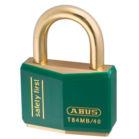 ABUS T84MB Series Brass Open Shackle Padlock 43mm Brass Shackle KA (8403) Green T84MB/40 Boxed - Click Image to Close