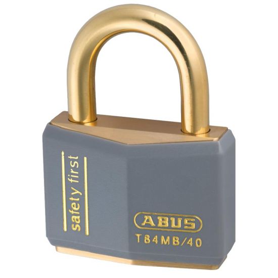 ABUS T84MB Series Brass Open Shackle Padlock 43mm Brass Shackle KA (8405) Grey T84MB/40 Boxed - Click Image to Close