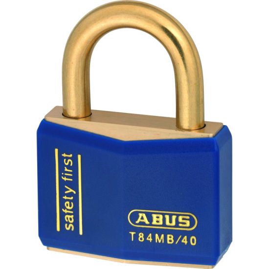 ABUS T84MB Series Brass Open Shackle Padlock 43mm Brass Shackle KA (8406) Blue T84MB/40 Boxed - Click Image to Close