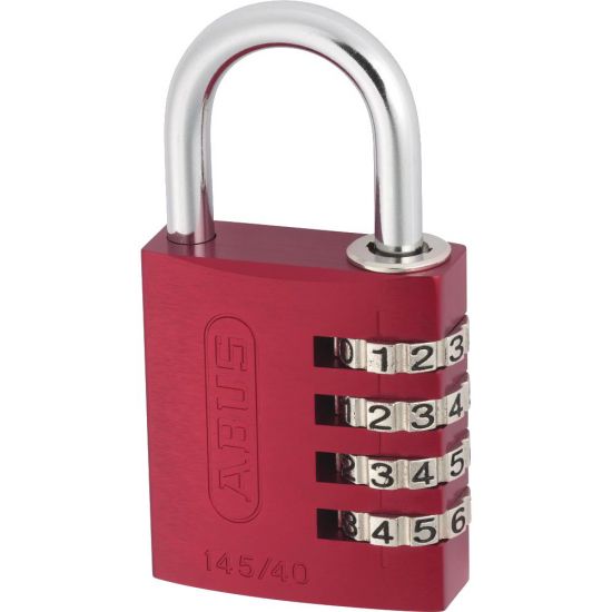 ABUS 145 Series Coloured Aluminium Combination Open Shackle Padlock 40mm Assorted Colours 145/40 Visi - Click Image to Close