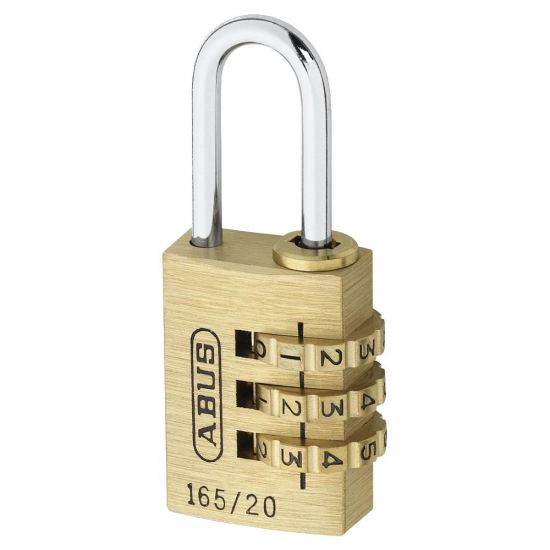 ABUS 165 Series Brass Combination Open Shackle Padlock 20mm 165/20 Visi - Click Image to Close