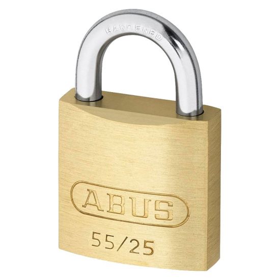 ABUS 55 Series Brass Open Shackle Padlock 24mm KD 55/25 Visi - Click Image to Close