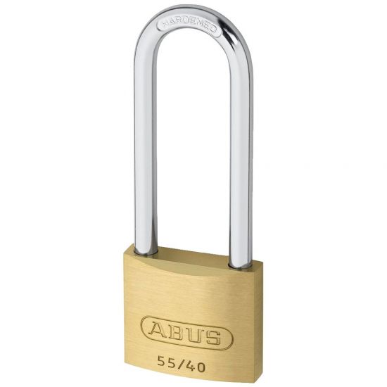 ABUS 55 Series Brass Long Shackle Padlock 38mm KD 63mm Shackle 55/40HB63 Visi - Click Image to Close
