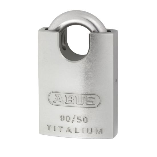 ABUS 90 Series Titalium Stainless Steel Re-Keyable Closed Shackle Padlock 50mm KD 90RK/50 Boxed - Click Image to Close