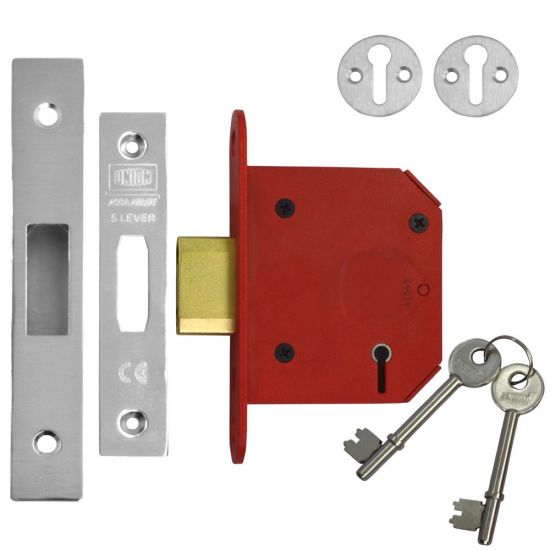 UNION J2105 StrongBOLT 5 Lever Deadlock 75mm SS KD Boxed - Click Image to Close