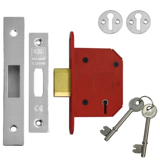 UNION J2105 StrongBOLT 5 Lever Deadlock 64mm SS KD Visi - Click Image to Close