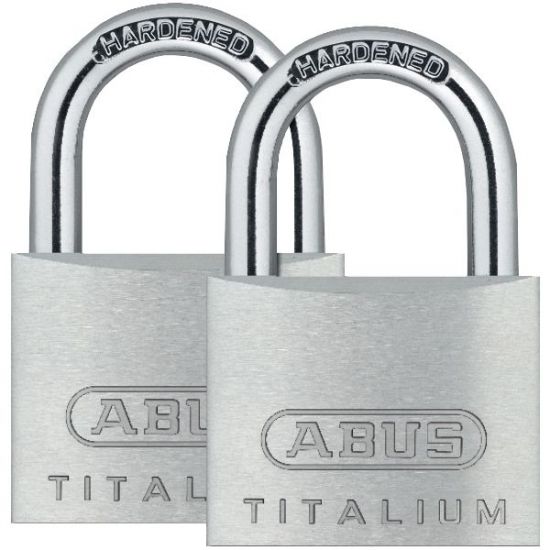 ABUS Titalium 64TI Series Open Shackle Padlock 20mm KA Twin Pack 64TI/20C Visi - Click Image to Close