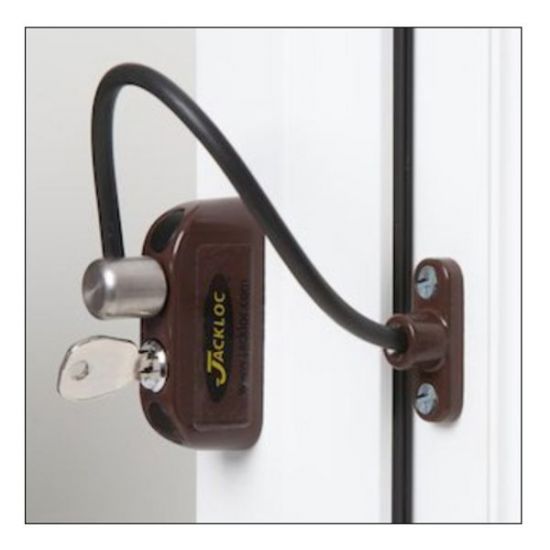 JACKLOC Pro-5 Lockable Cable Window Lock Brown - Click Image to Close