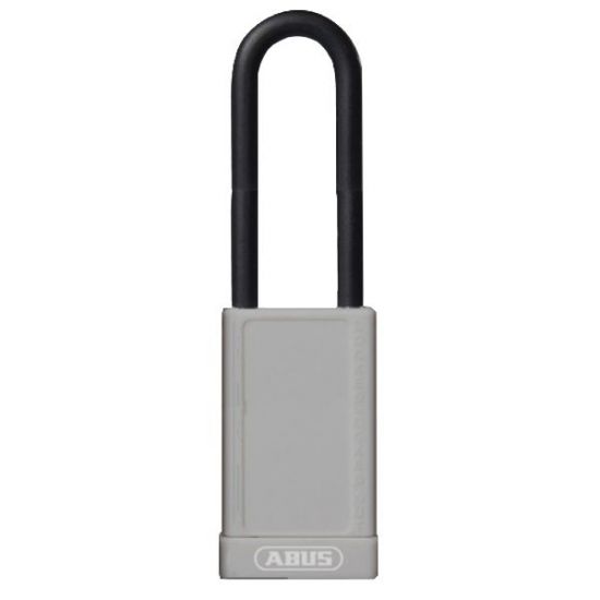 ABUS 74HB Series Long Shackle Lock Out Tag Out Coloured Aluminium Padlock Grey - Click Image to Close